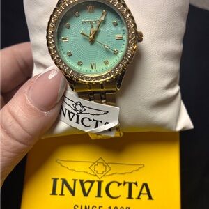 Invicta Women’s Gold-tone Watch with Mint Dial